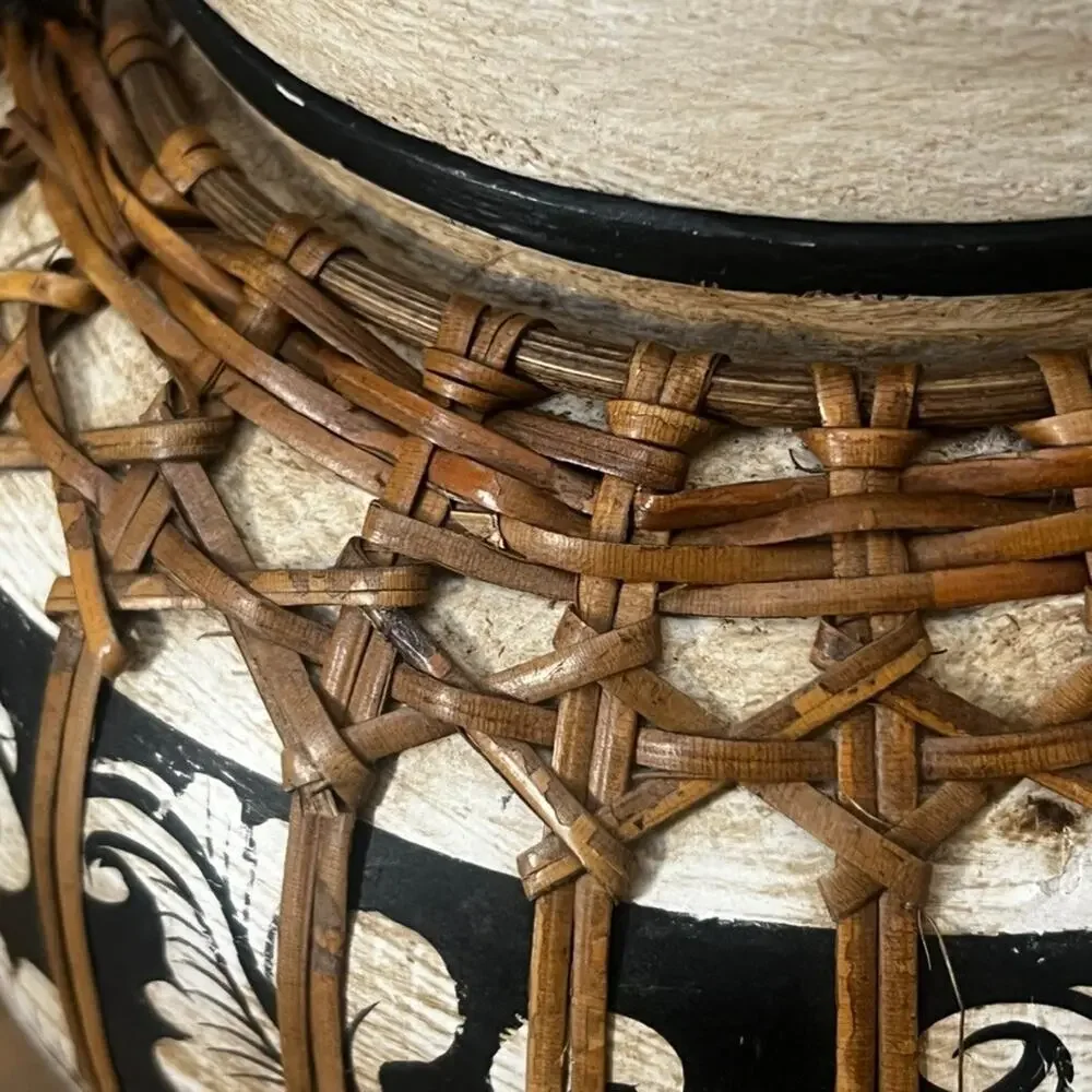 Vintage Thai Lidded Rice Basket With Handle 11.5